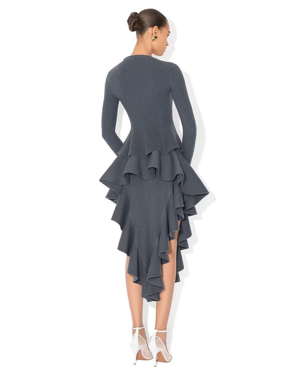 Alaïa Blue Top Peplum A Coste