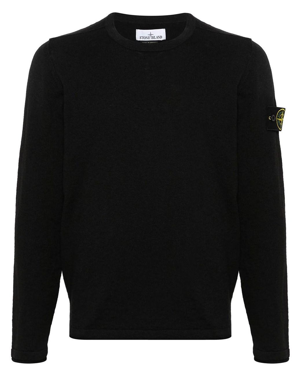 Stone Island Black Pullover With Logo for men