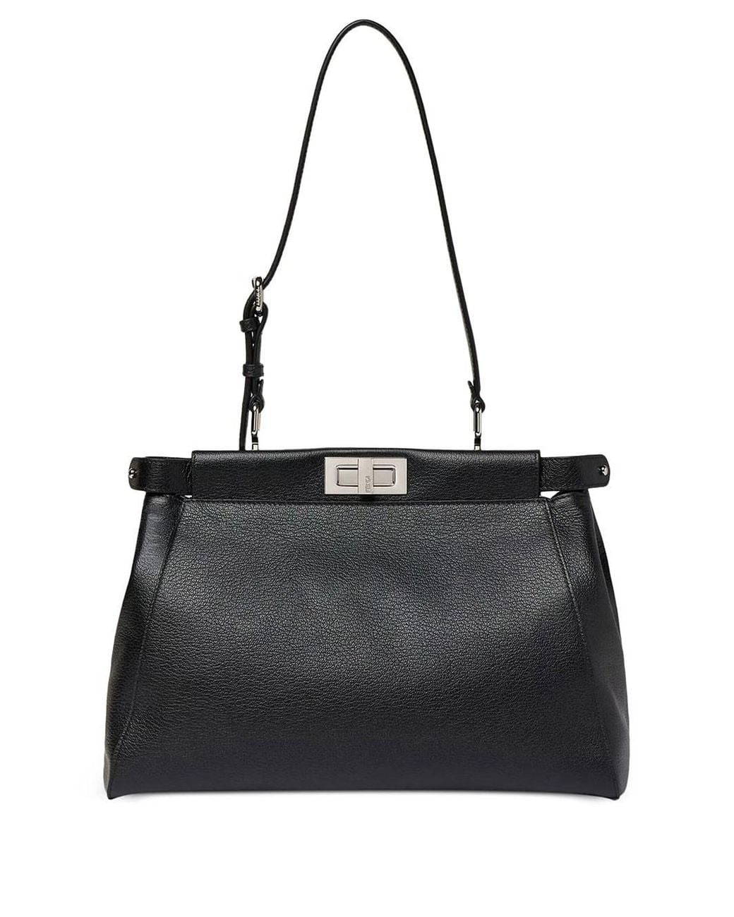 Fendi Black My Peekaboo Medium Leather Bag With Embroidered Mirrors