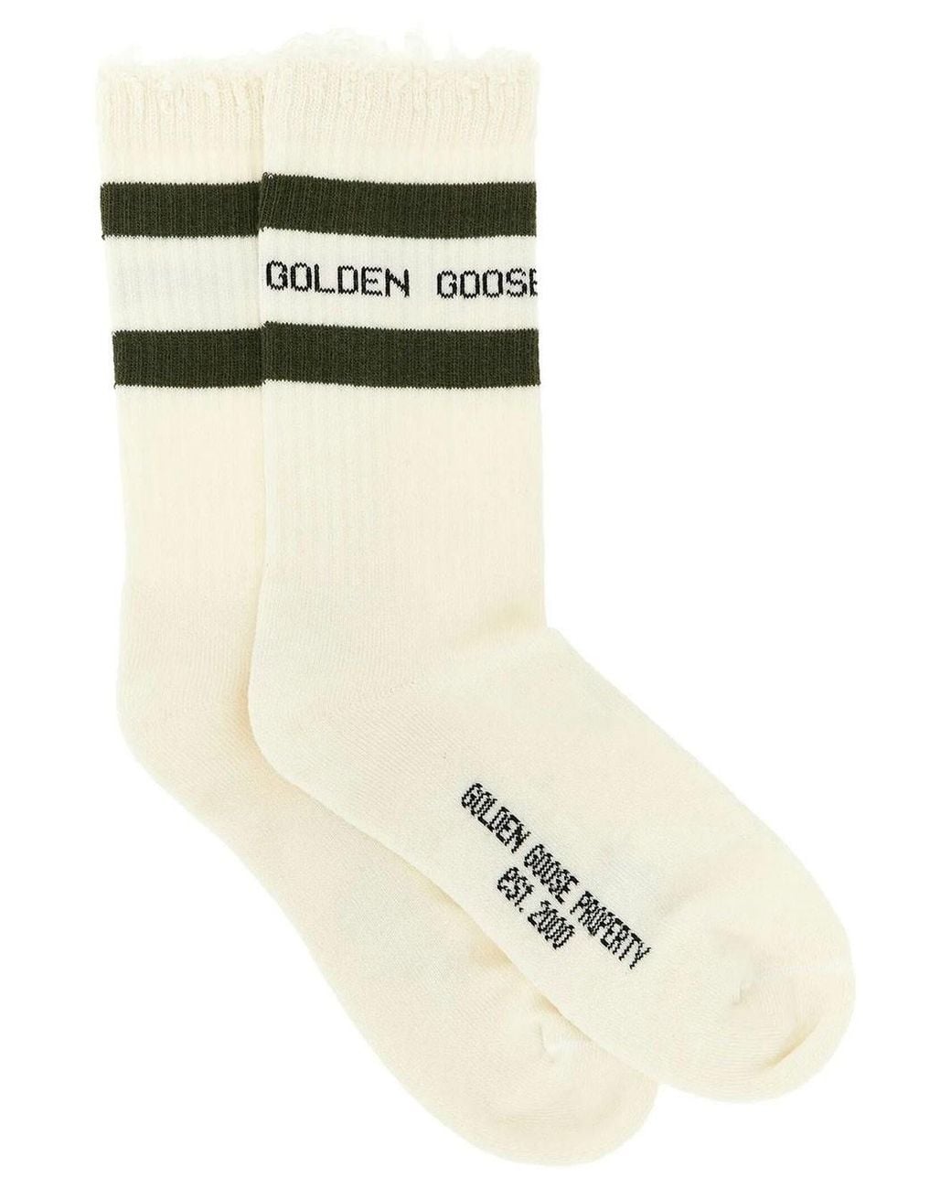 Golden Goose Deluxe Brand White Cotton Socks With Distressed Finishes