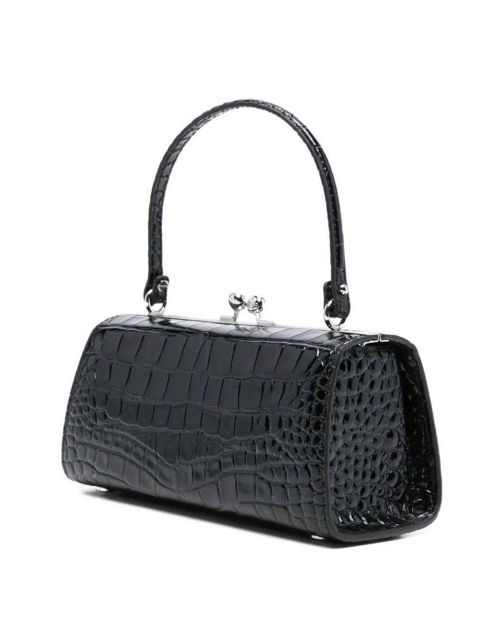 Vivienne Westwood Black Doll Xl Bag Crocodile Effect