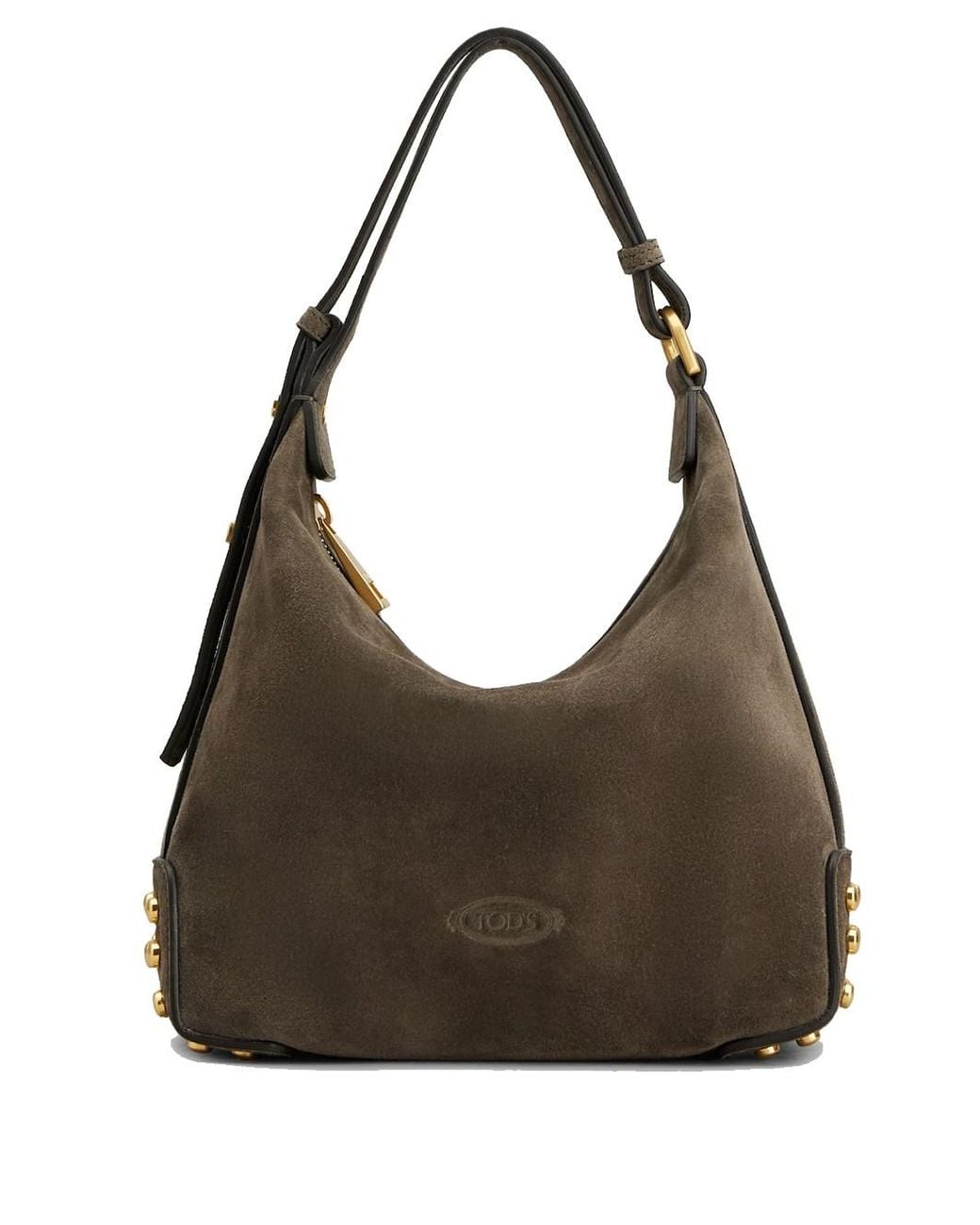 Tod's Brown Metal Dots Mini Suede Bag