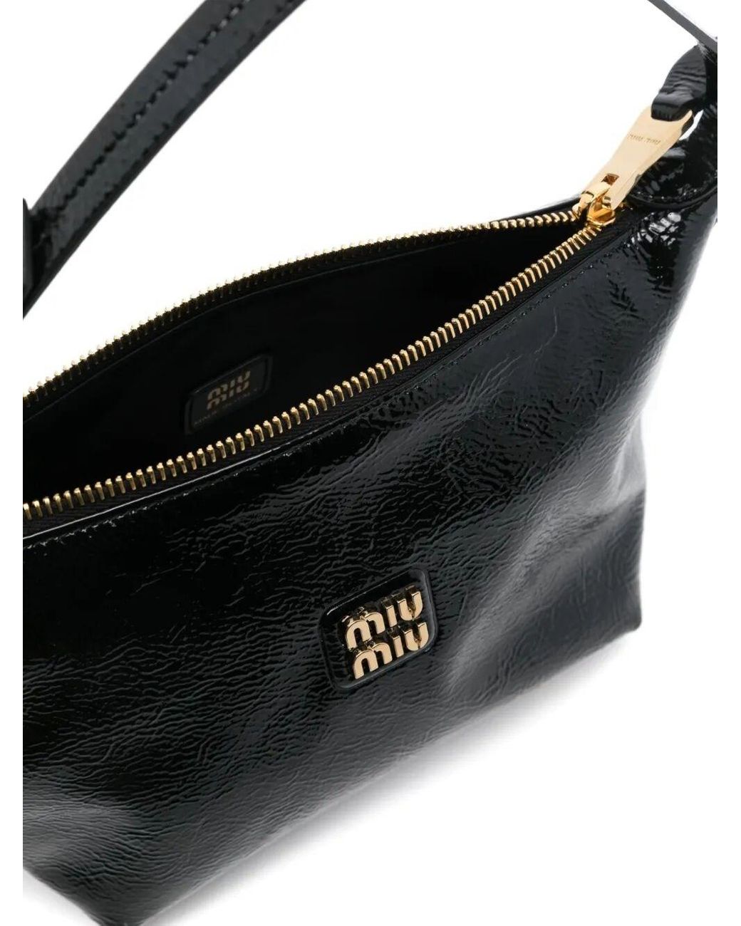ハンドバッグ MIU MIU NAPLAK PATENT LEATHER POUCH Miu Miu Naplak Patent Leather Pouch - Black | Editorialist