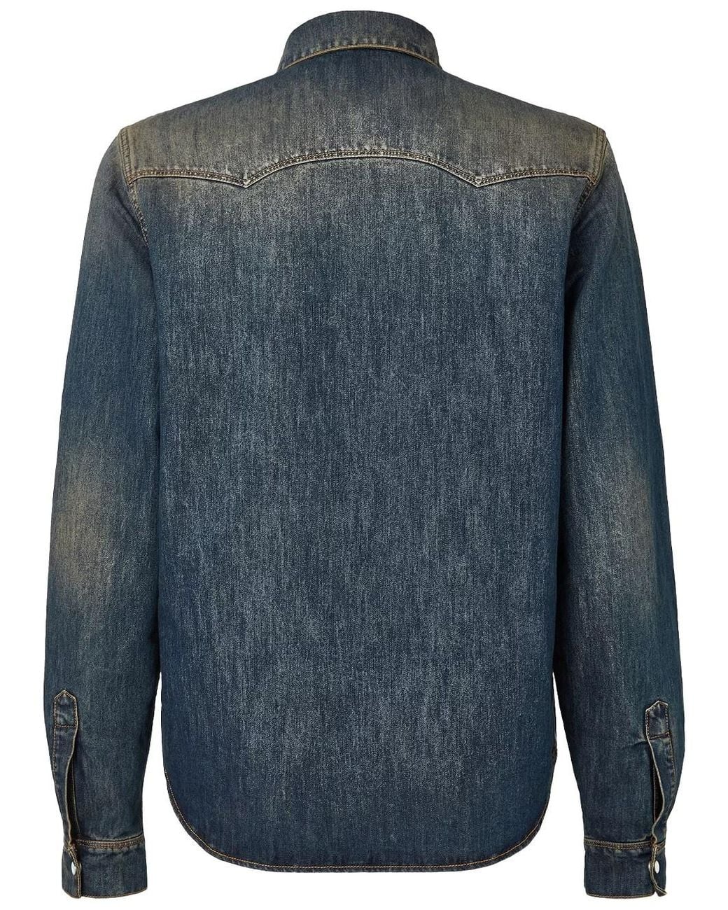 Fendi Blue Camicia Jeans Blu Lavato for men