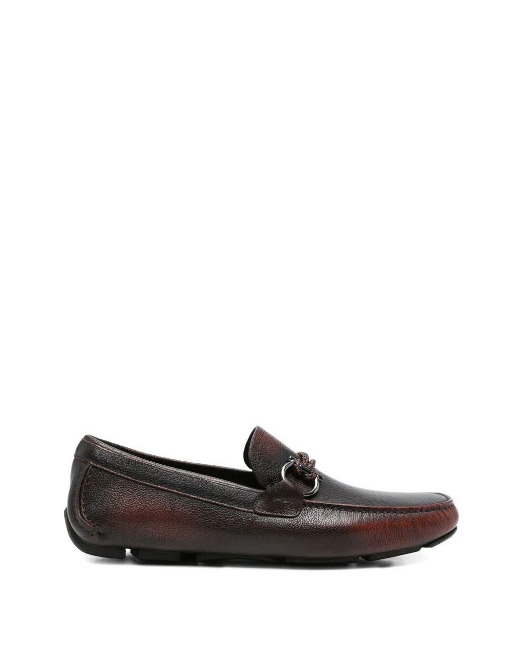 Ferragamo White Front4 Sfumato Leather Driver Loafers for men