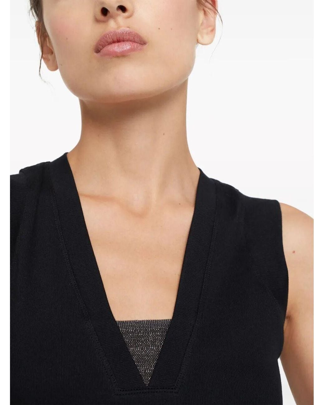 Brunello Cucinelli Black Cotton Blend Tank Top