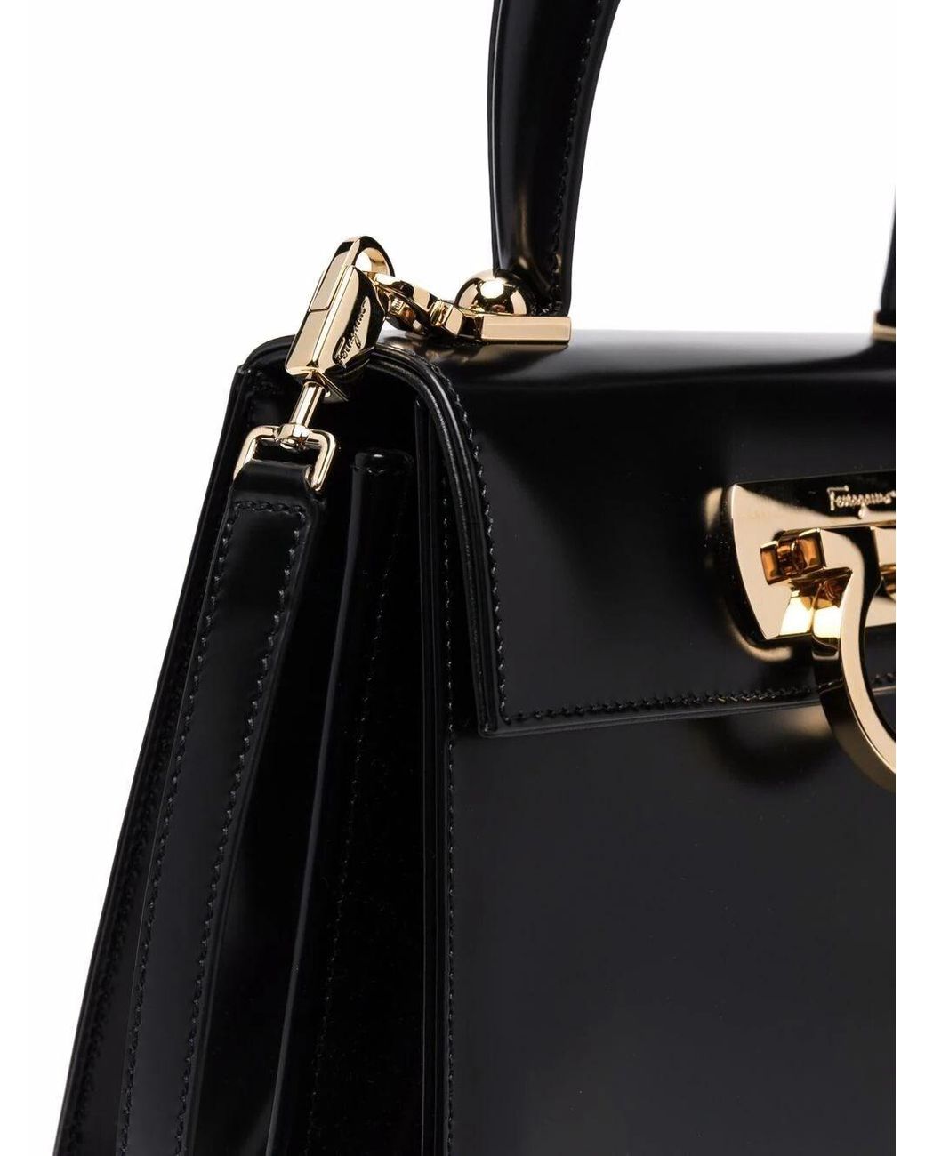 Ferragamo Black Iconic Small Top Handle Bag