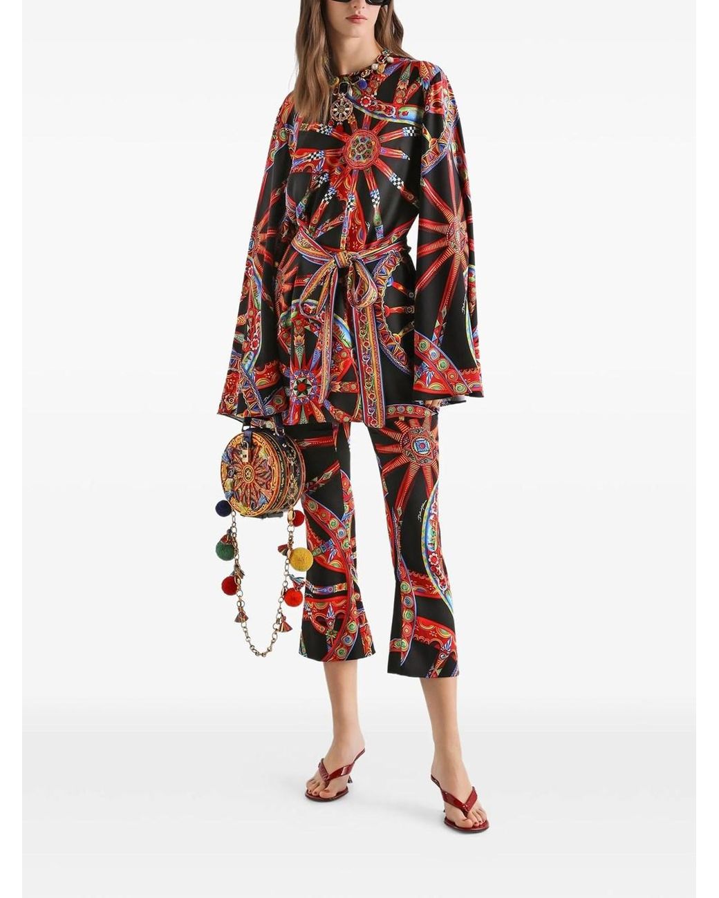 Dolce & Gabbana Red Dress With Cart Print