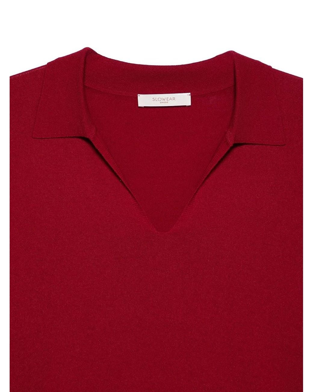 Zanone Red Wide Fit V-Neck Polo
