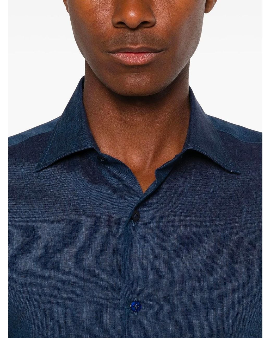 Borriello Blue Linen Long-slevee Shirt for men