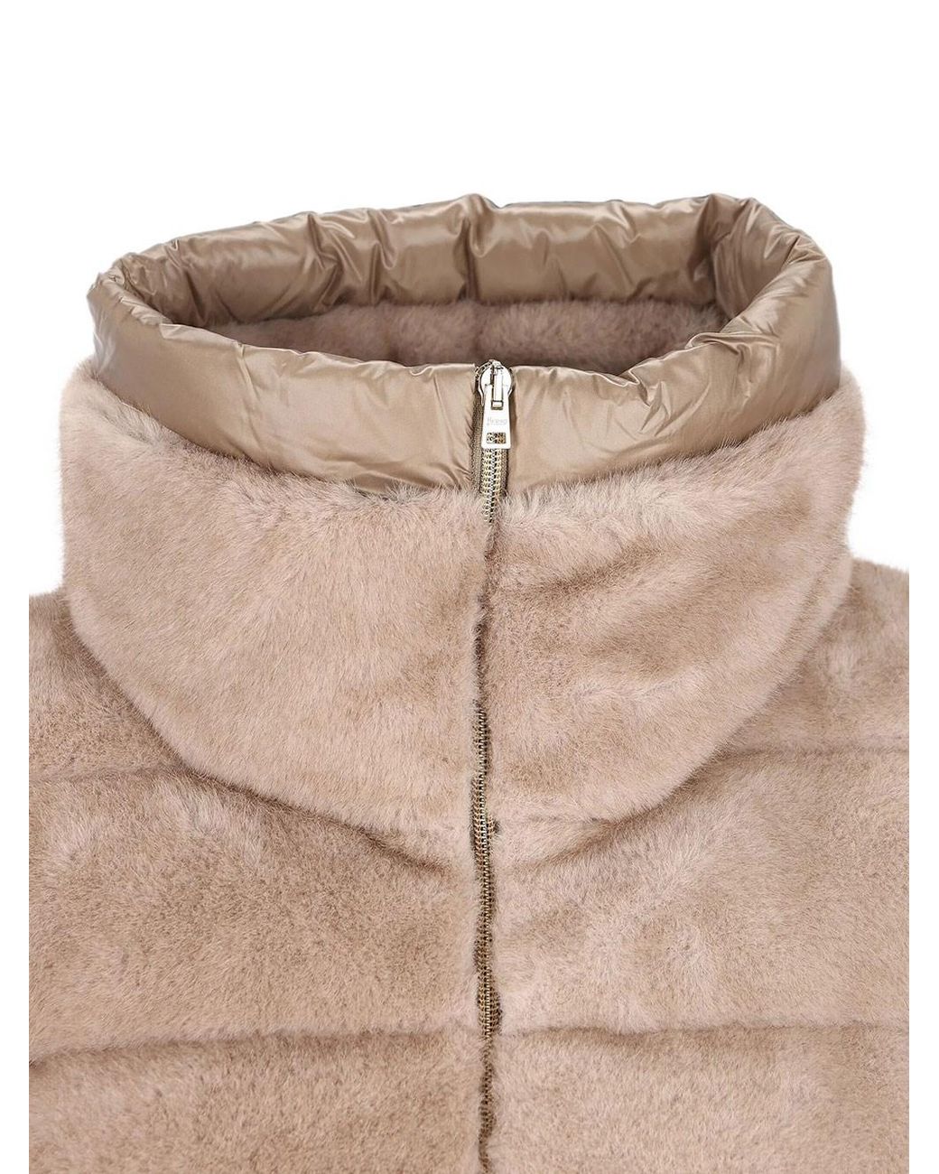 Herno Natural Faux Fur Padded Sleveless Jacket