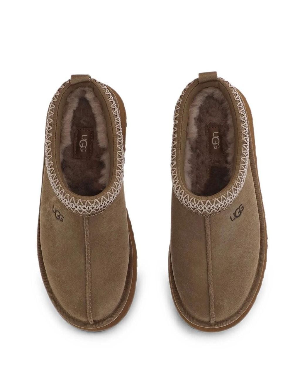 Ugg Brown Tazz Ii Platform Slippers With Braid