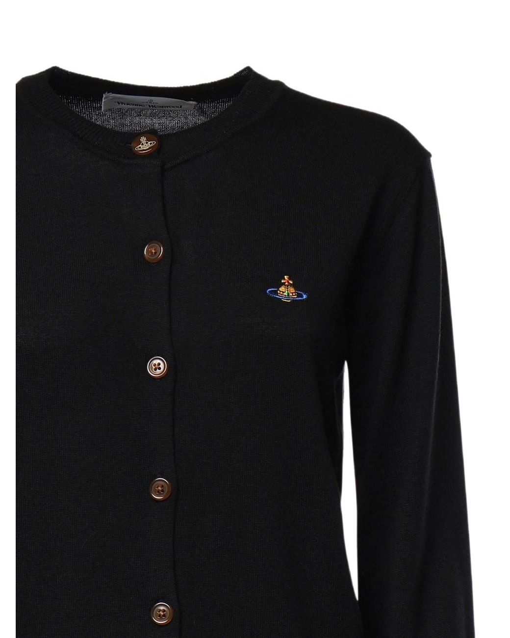 Vivienne Westwood Black Bea Embroidered Button-Down Wool Cardigan