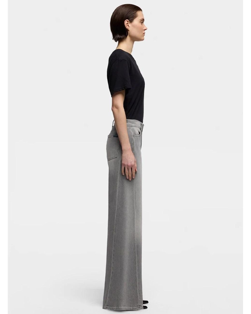 7 For All Mankind Gray Jeans Tailorless Lotta Con Gamba Ampia
