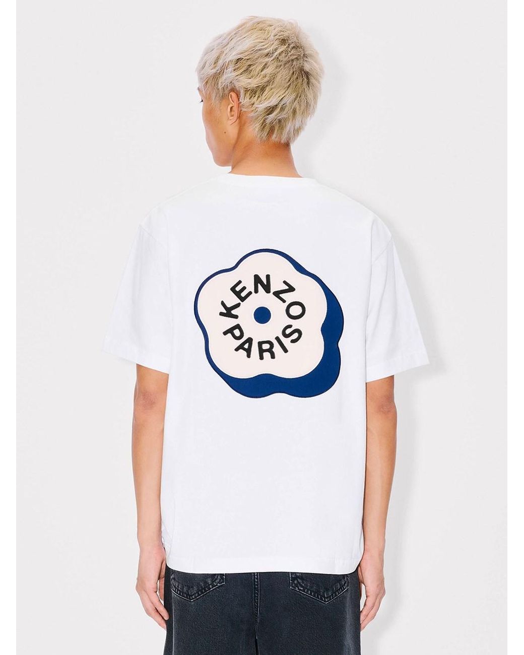 KENZO White 'Boke Flower 2.0' Embroidered Oversized Cotton T-Shirt for men