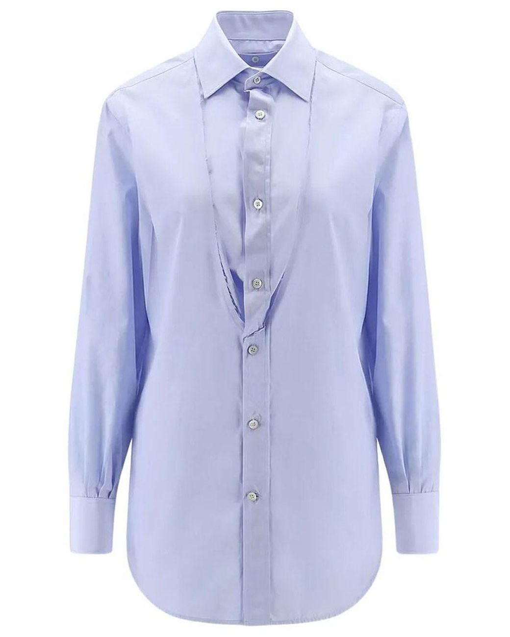 Maison Margiela Blue Folded Collar Poplin Shirt