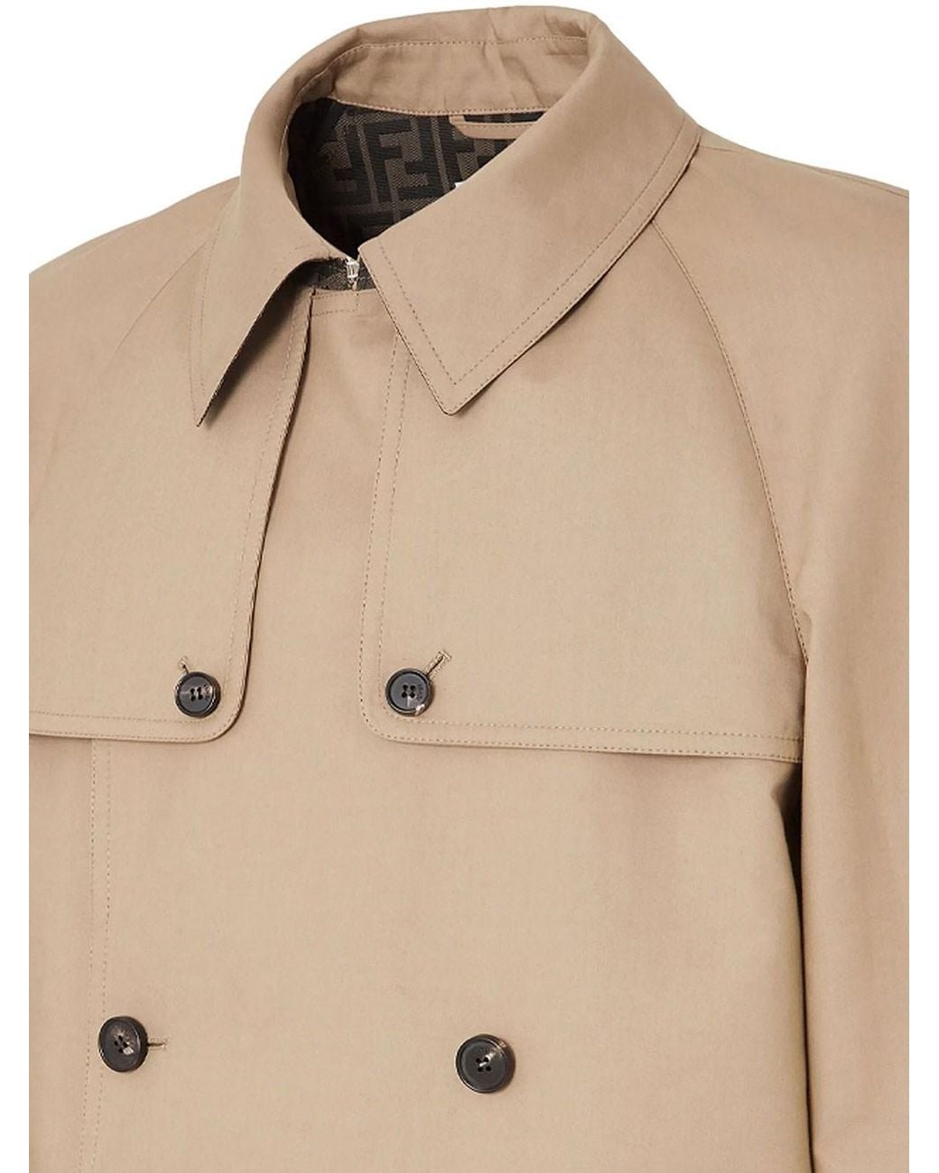 Fendi Natural Mackintosh Fabric Trench Coat for men