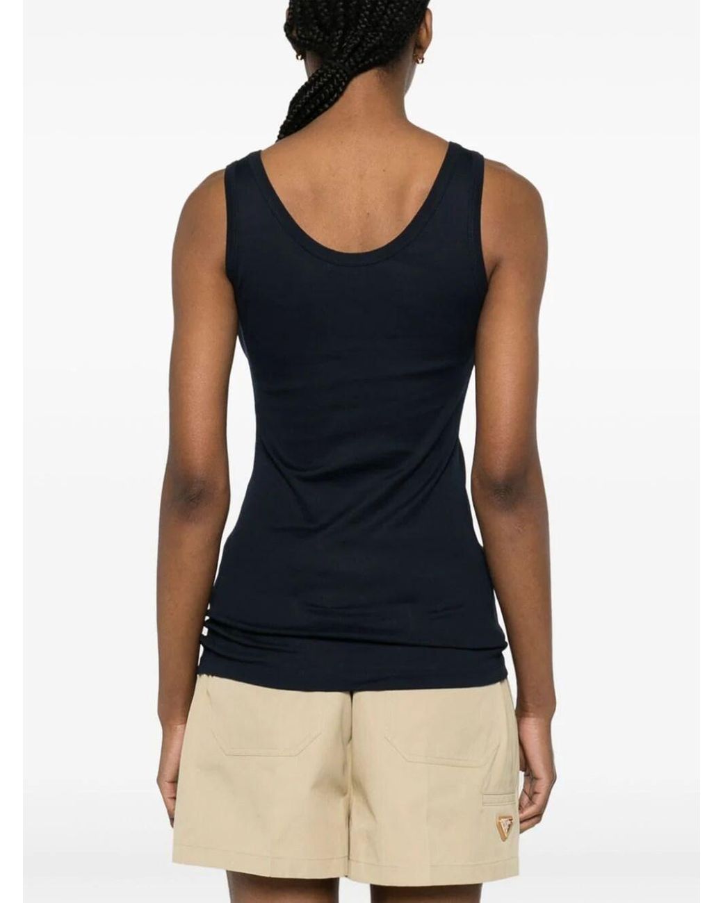 Prada Logo Plaque Tank Top in Black | Lyst