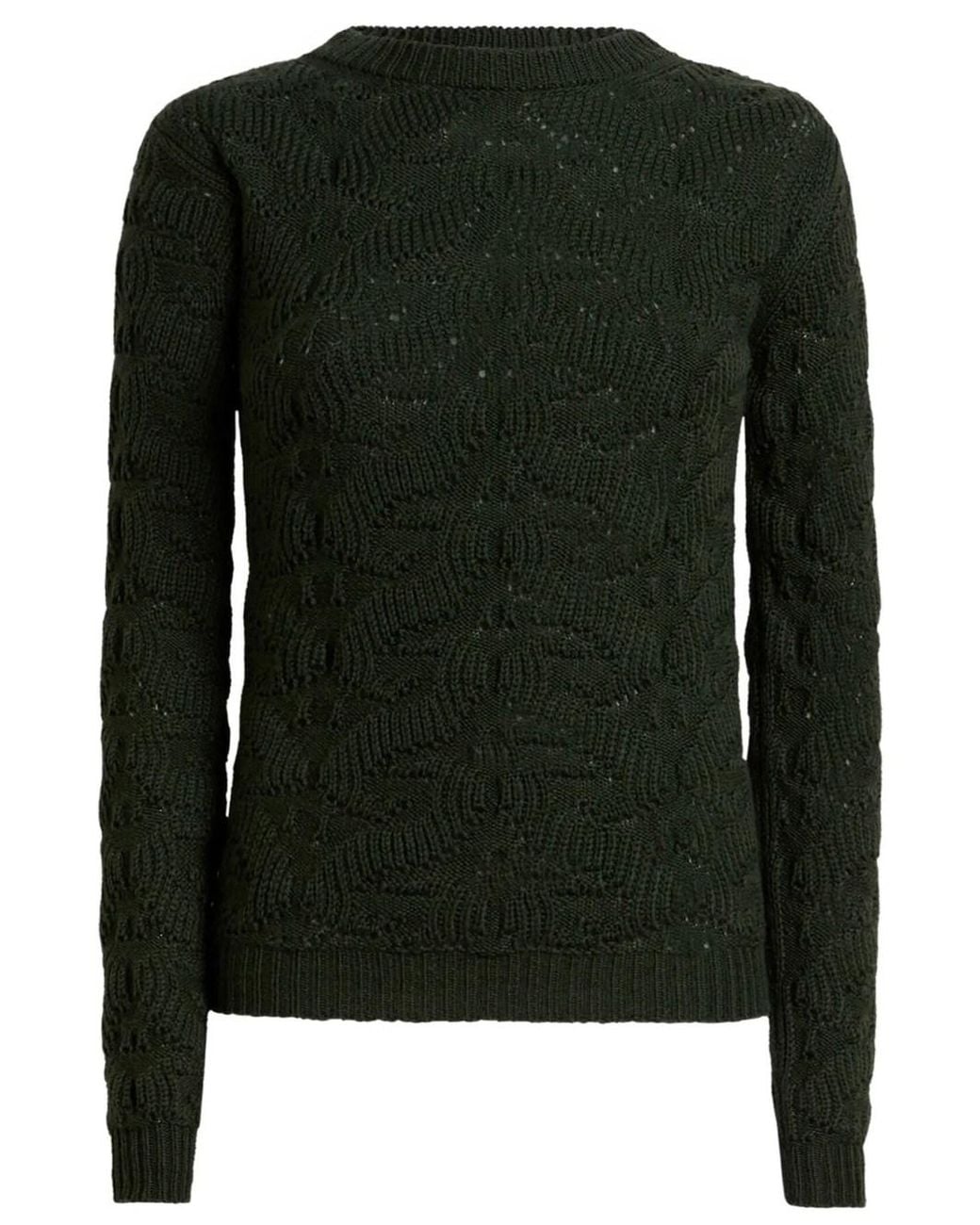 Etro Black Wool-Blend Sweater With Paisley Detailing