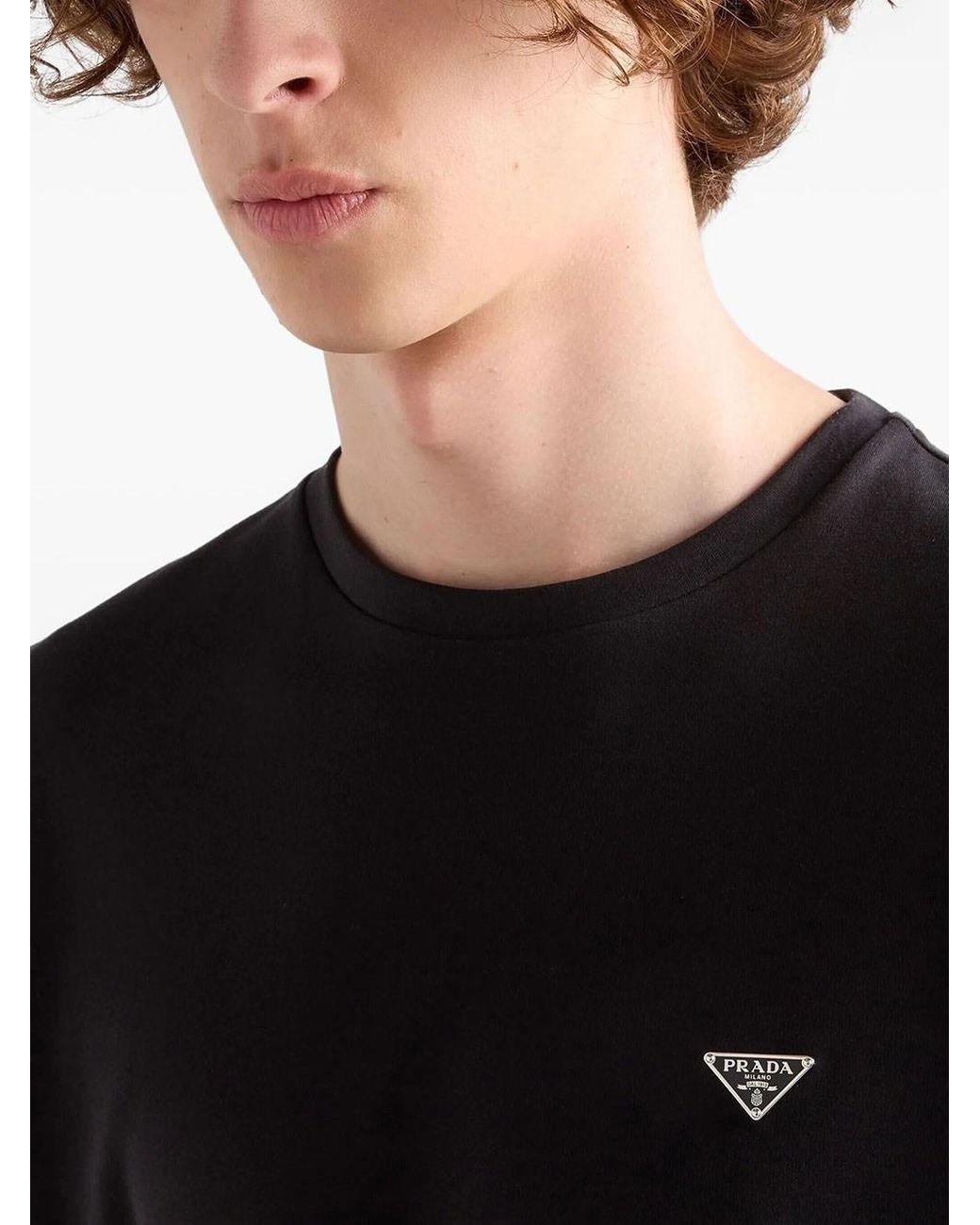 Prada Black Cotton T-Shirt for men