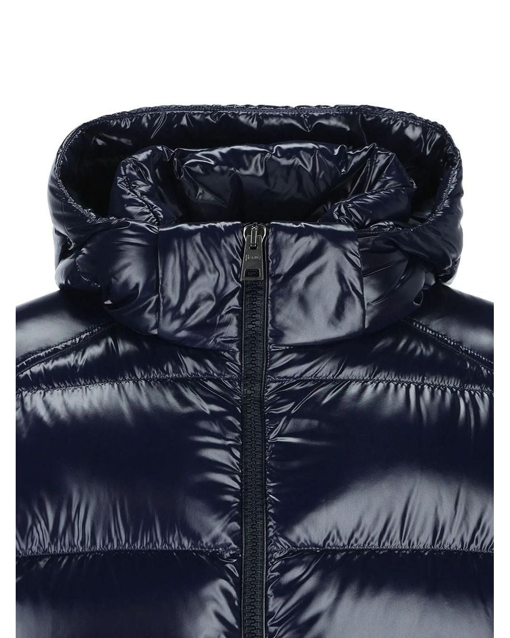 Herno Blue Glossy Down Jacket With Hood for men