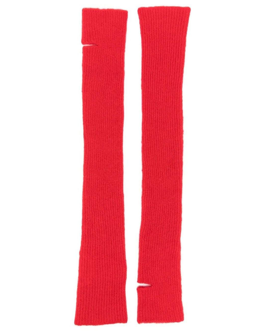 Roberto Collina Red Ribbed Cashmere And Silk Arm Warmers