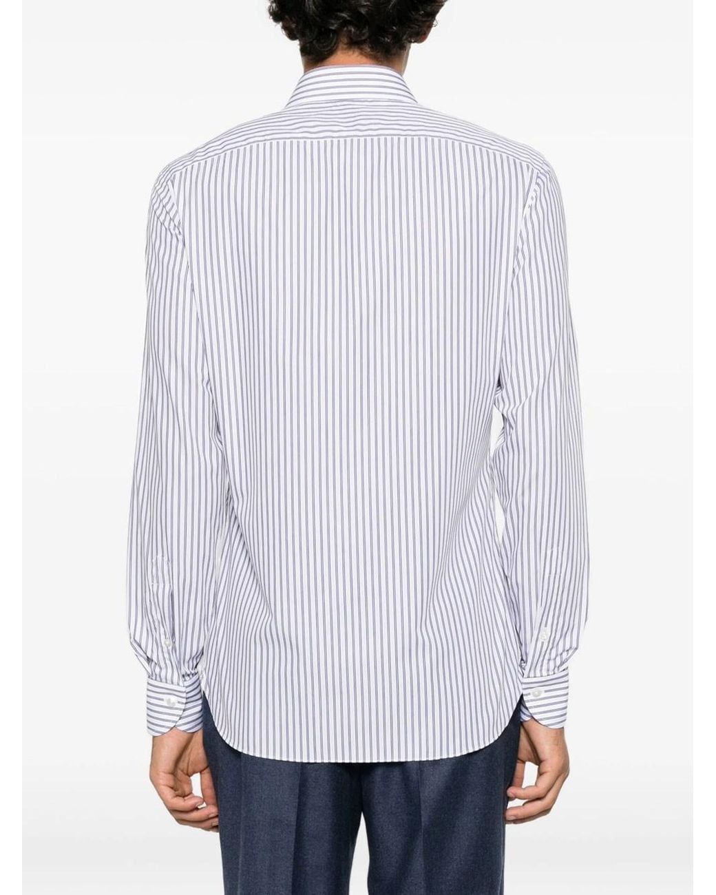 Borriello White Striped Cotton Shirt for men