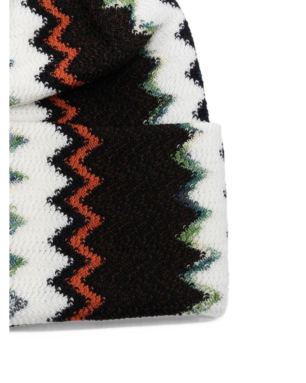 Missoni Green Zig-zag Wool Knit Beanie for men
