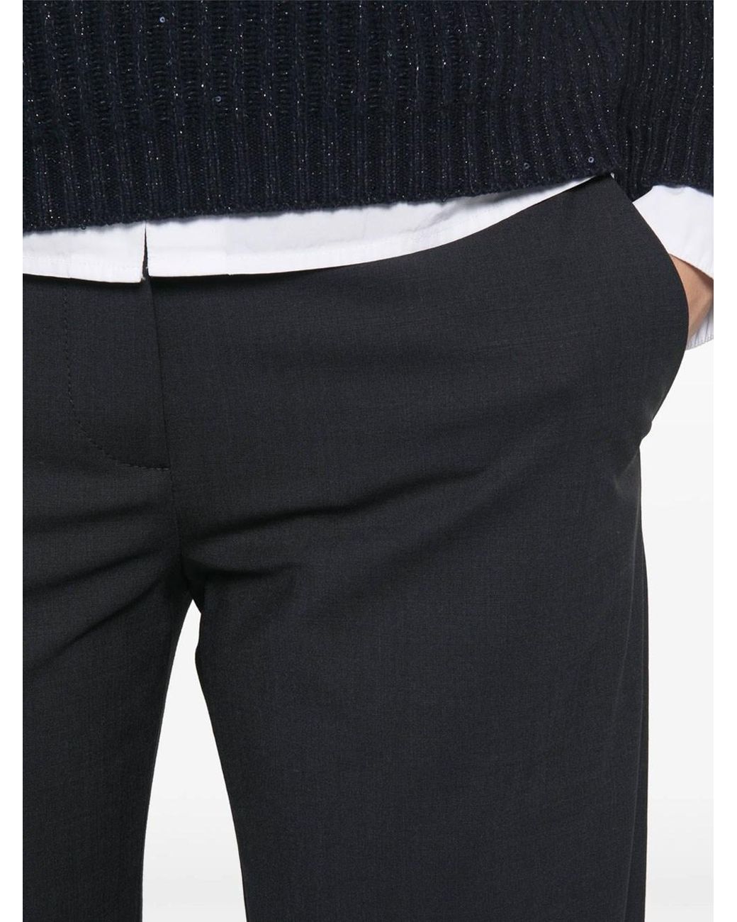 Brunello Cucinelli Blue Pressed-Crease Wool Trousers