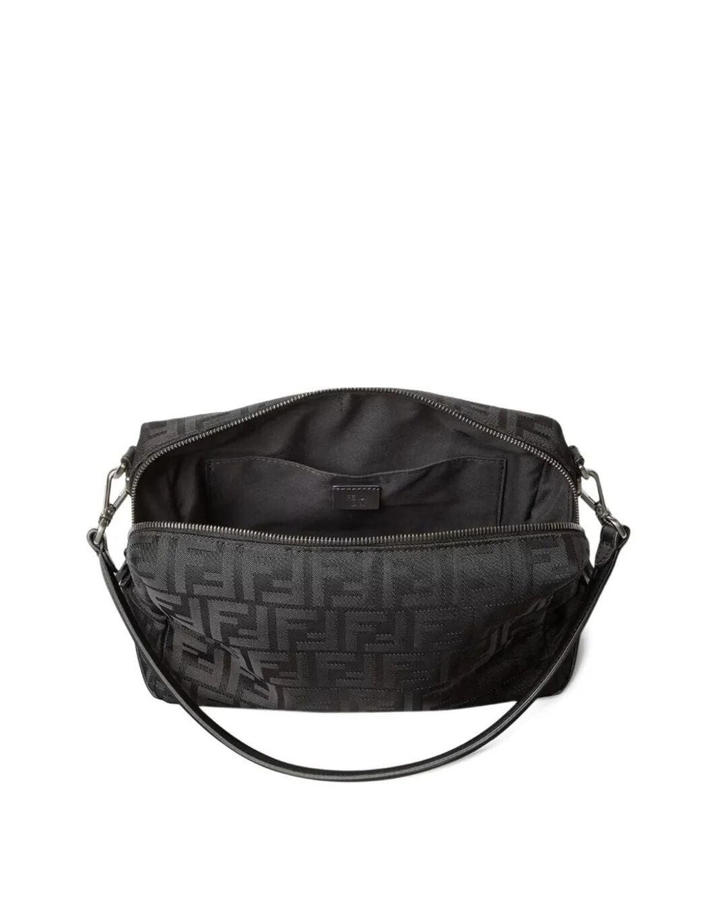 Fendi Black Squared Ff Lui Medium Leather And Nylon Bag for men