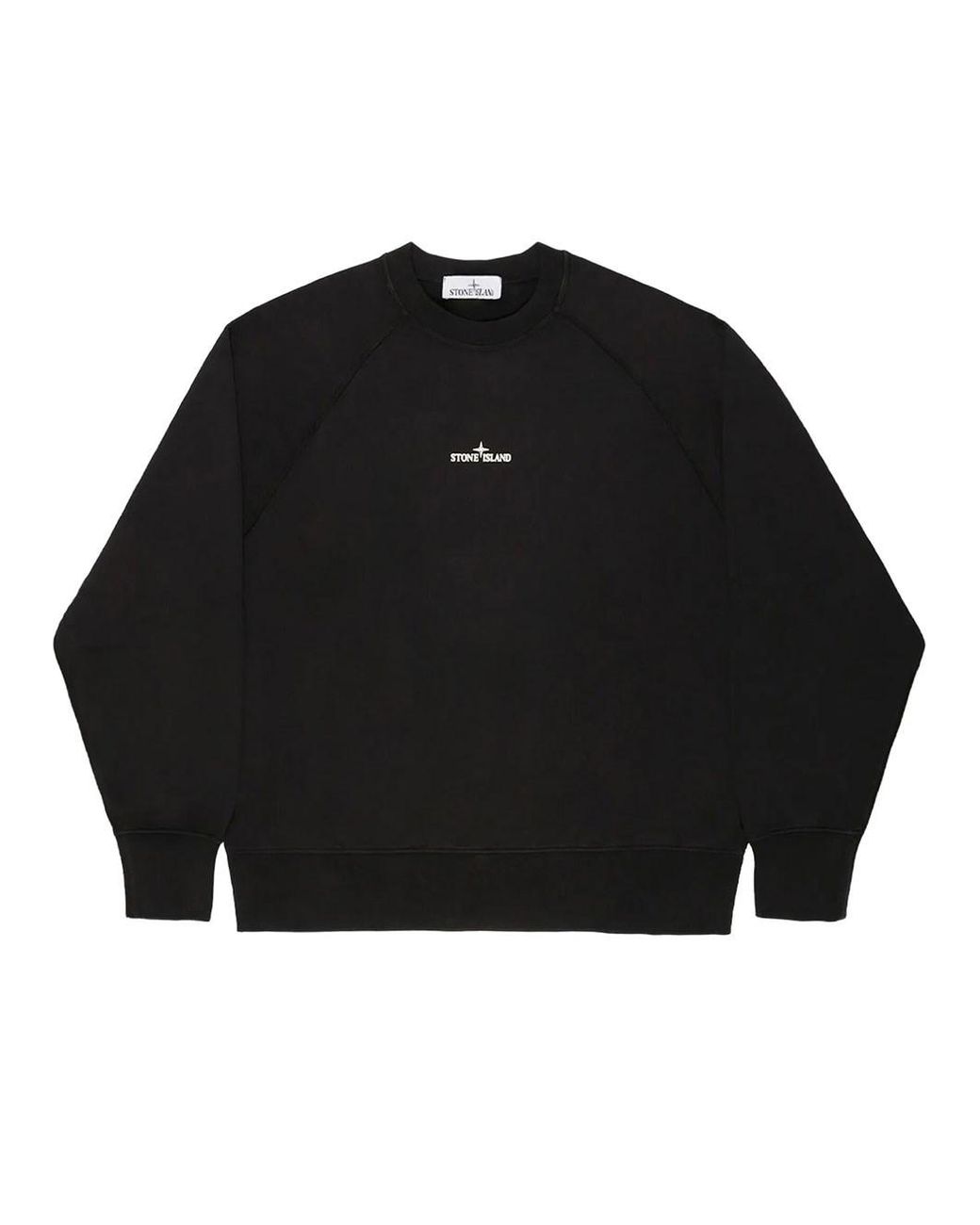 Stone Island Black Cotton Crew Neck Sweatshirt With Oversized Compass Back Print for men
