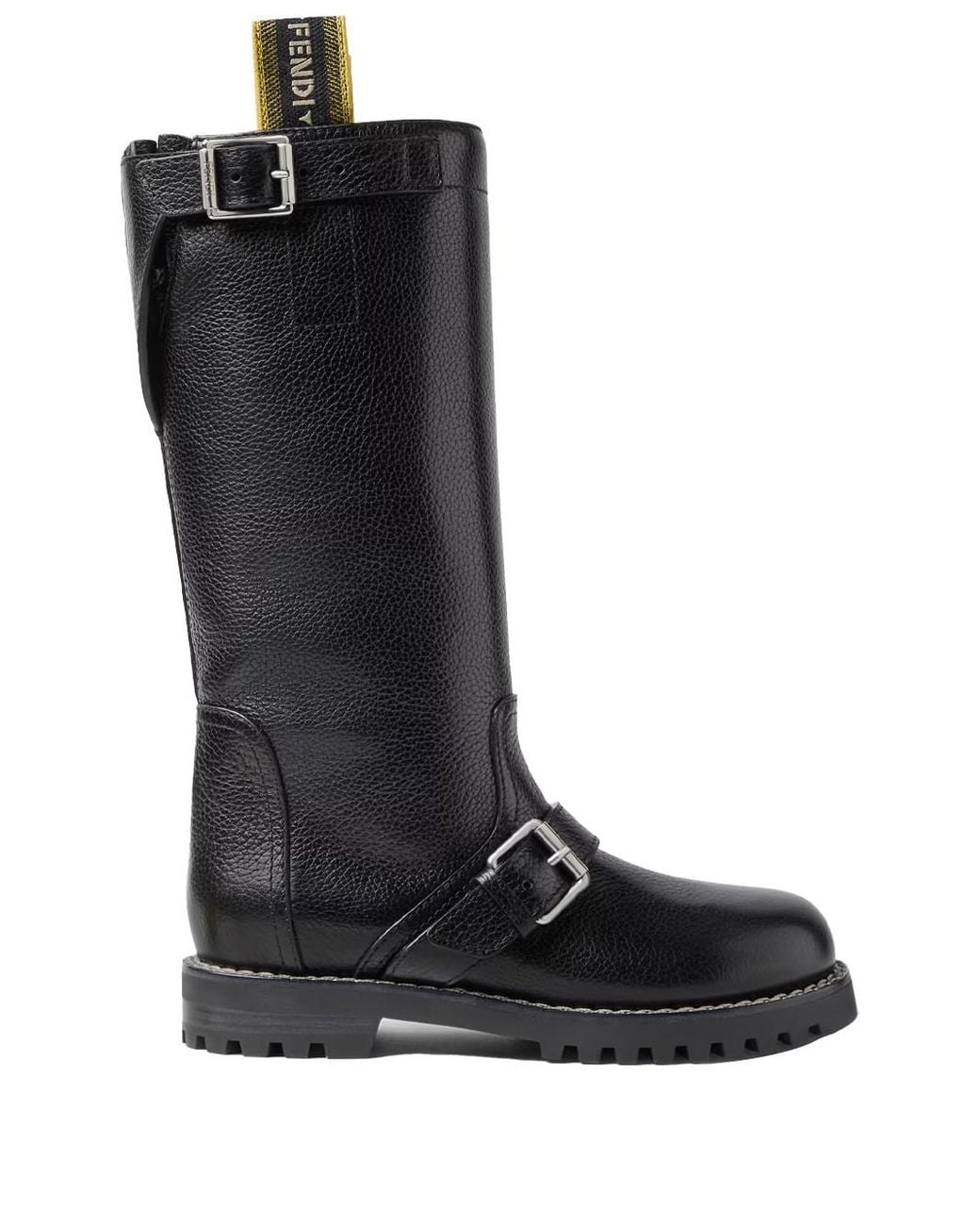Fendi Black Leather Commando Boots