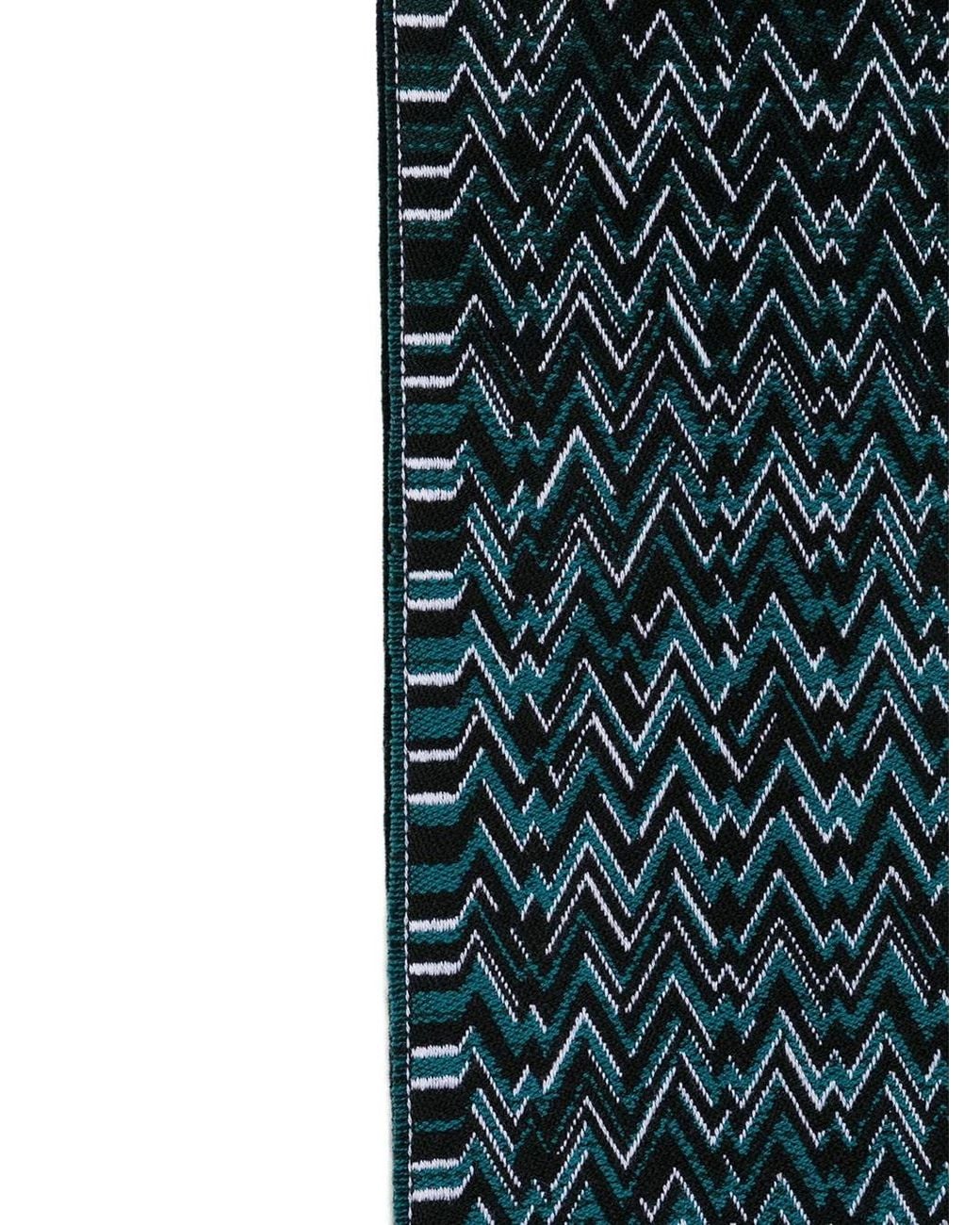 Missoni Black Zig-zag Wool Scarf for men