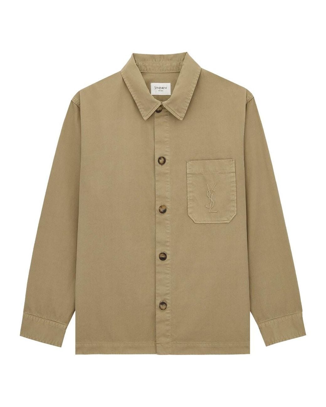 Saint Laurent Natural Cassandre Embroidered Overshirt for men
