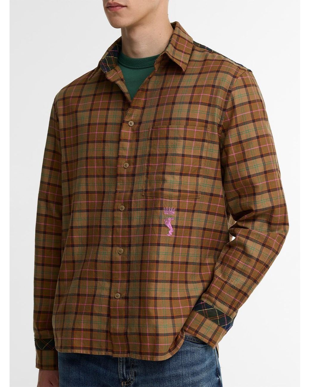 Barbour Brown Paul Smith Loves Camicia A Maniche Lunghe Leggermente Aderente for men