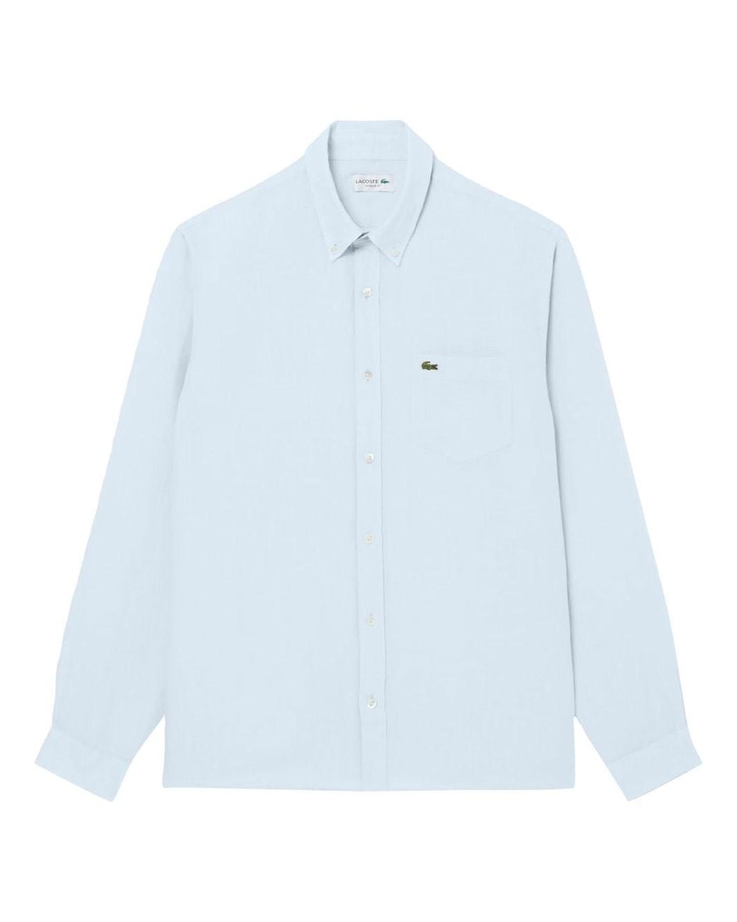 Lacoste Blue Regular-Fit Linen Shirt for men