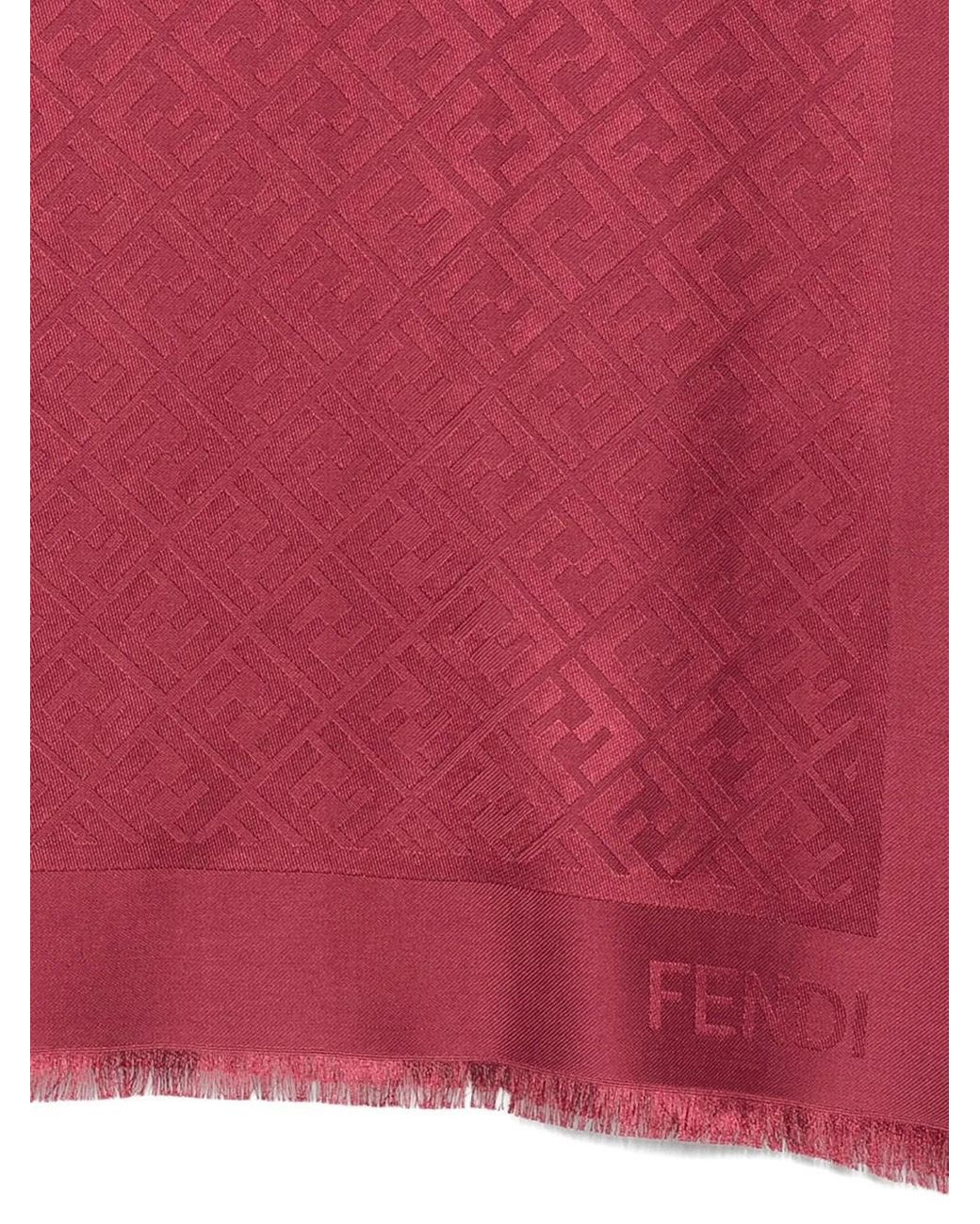 Fendi Red Silk And Wool Shawl