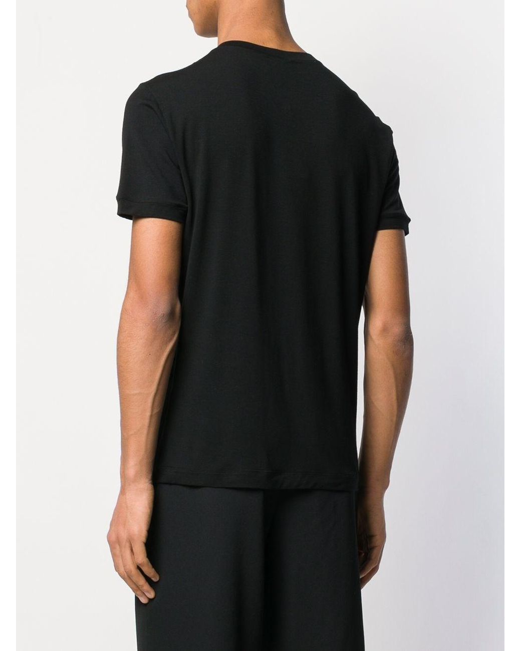 Giorgio Armani Black Slim Fit Cotton T Shirt for men