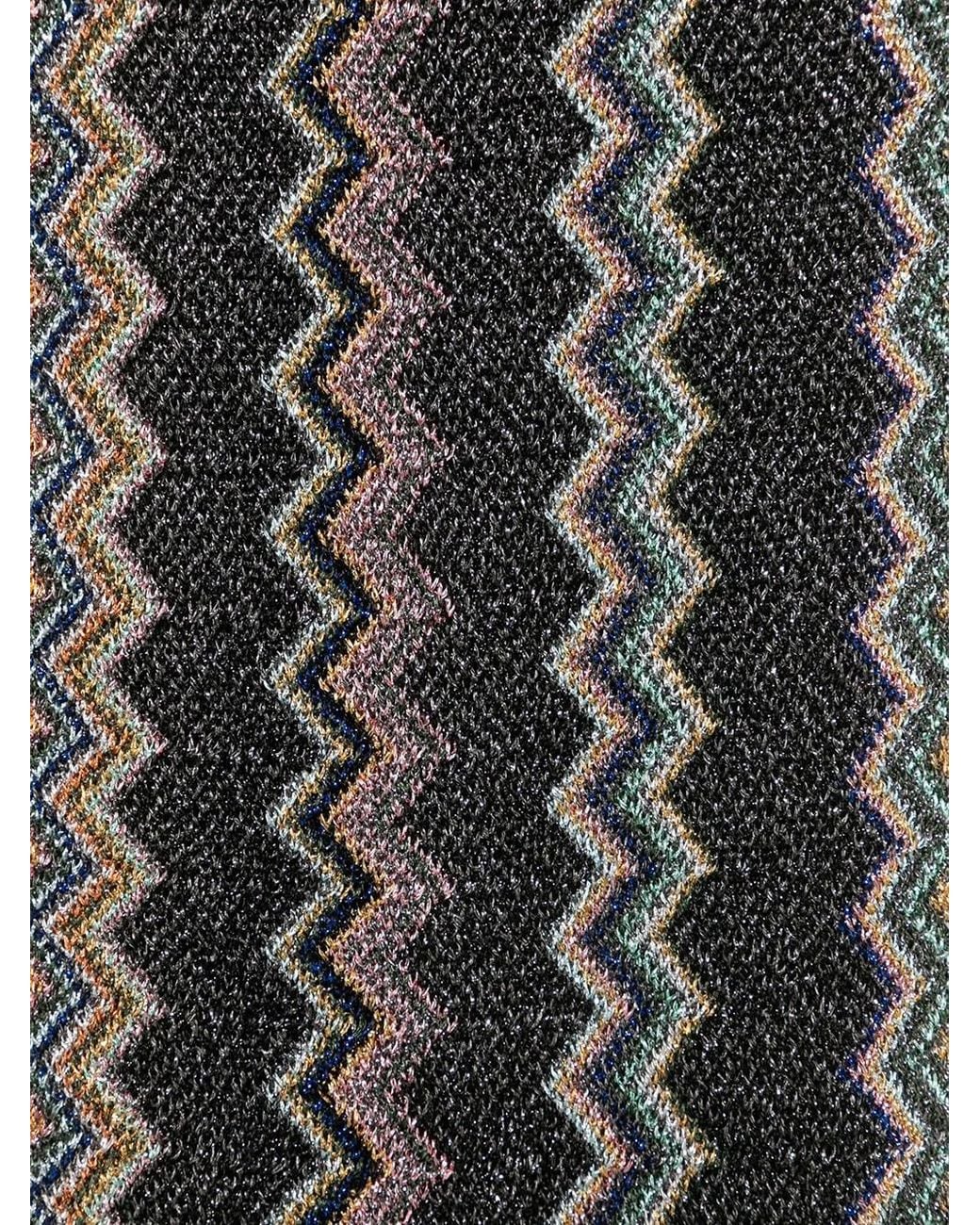 Missoni White Zig-Zag Lurex Knit Scarf With Fringes