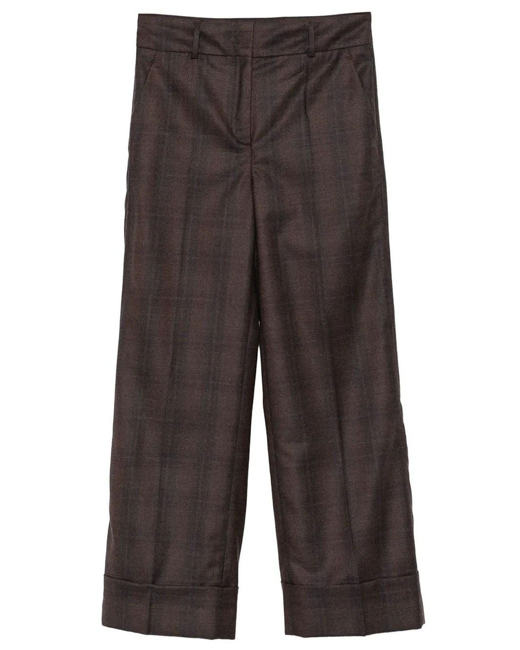 Incotex Gray Arlys Check Wool Trousers With Pressed Crease