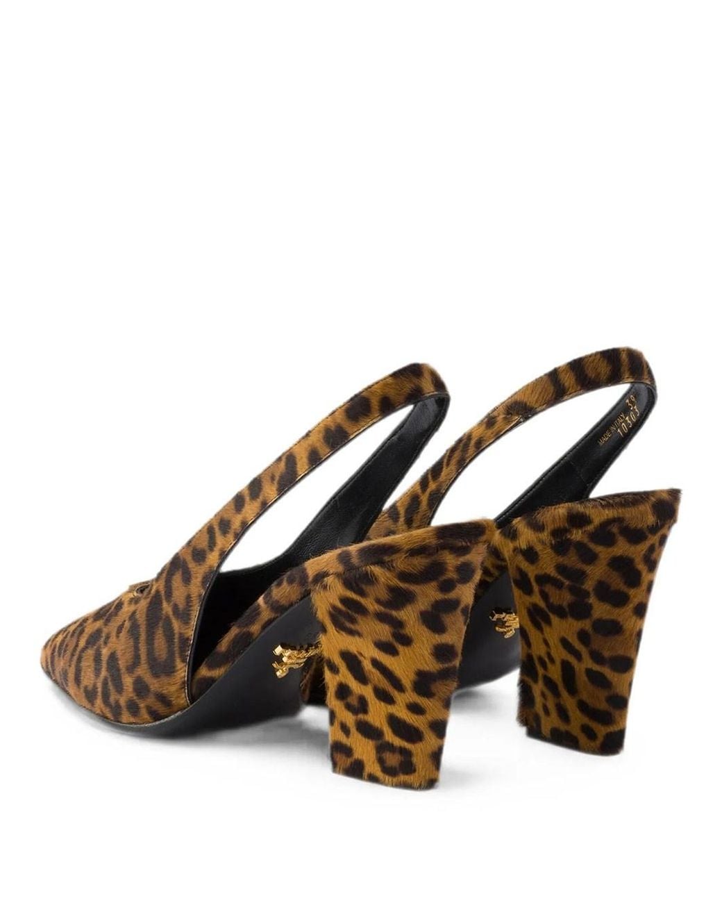 Prada Brown Printed Calf Hair Slingback Pumps