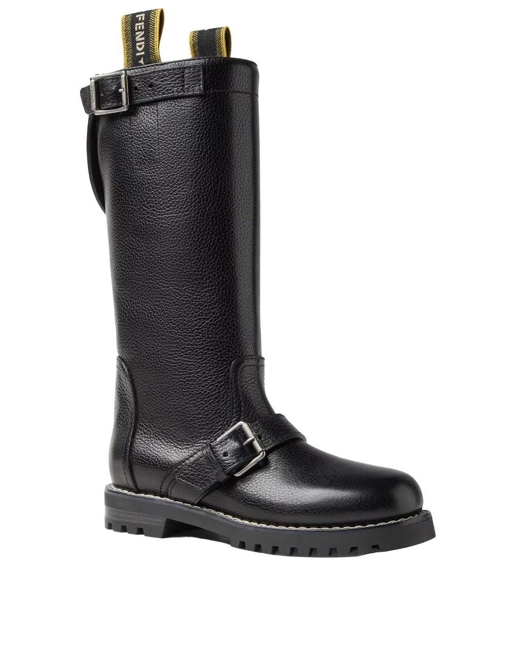 Fendi Black Leather Commando Boots