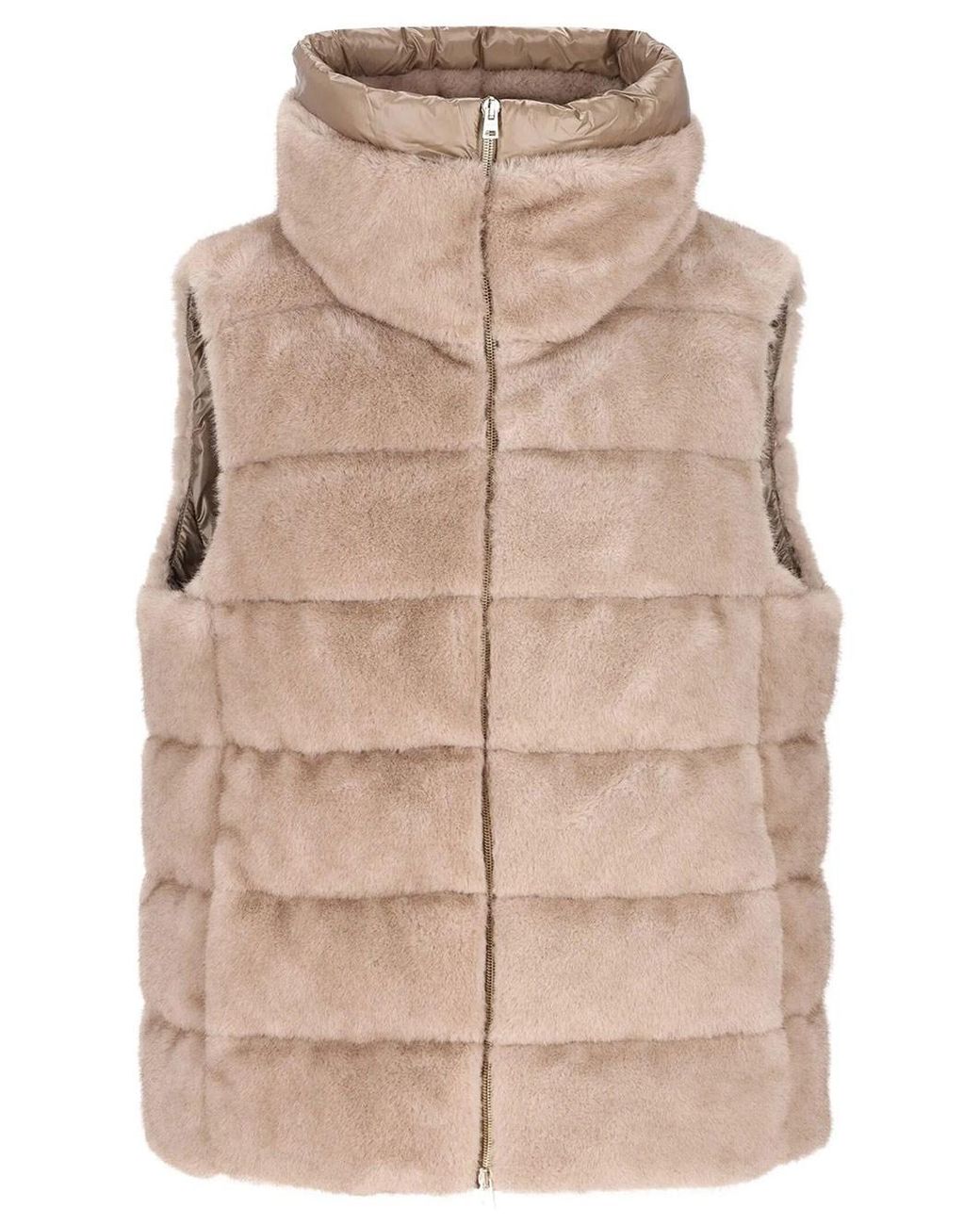 Herno Natural Faux Fur Padded Sleveless Jacket