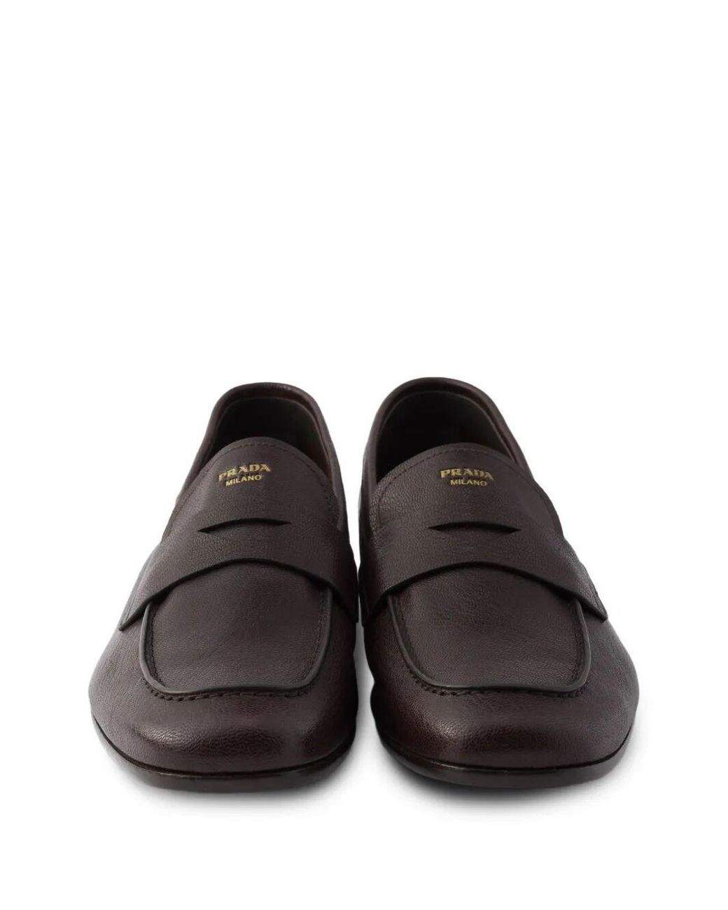 Prada Brown Leather Loafers With Band for men
