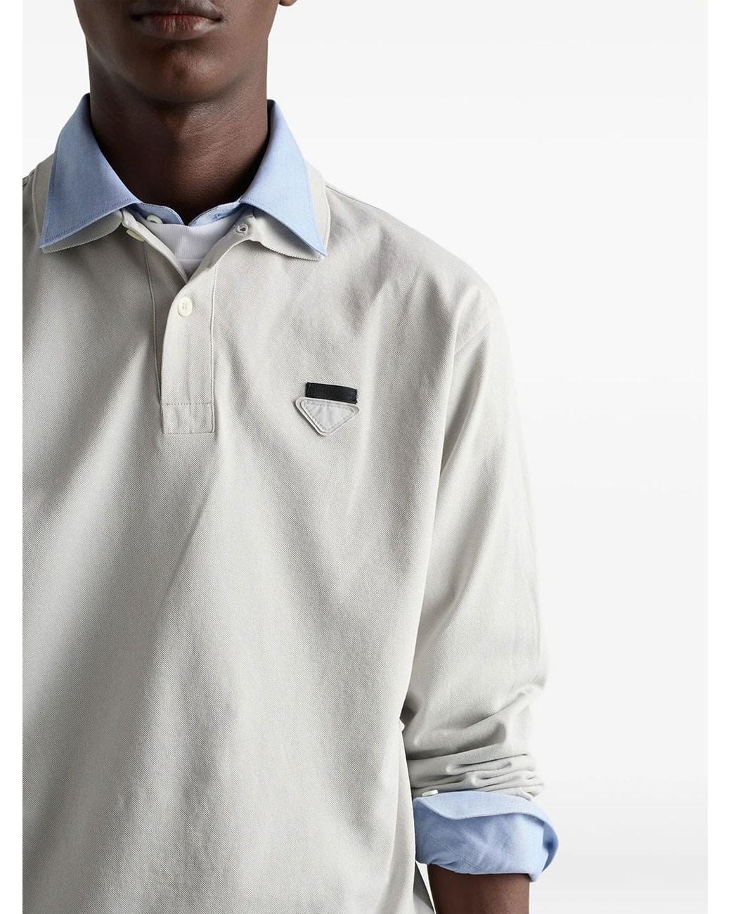 Prada Blue Classic Fit Cotton Shirt for men