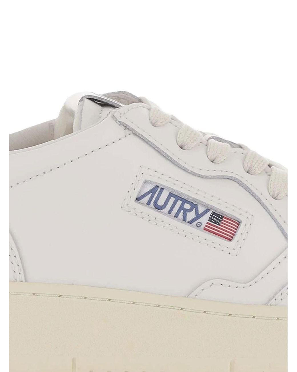 Autry White And Mallard Blue Leather Medalist Low Sneakers for men