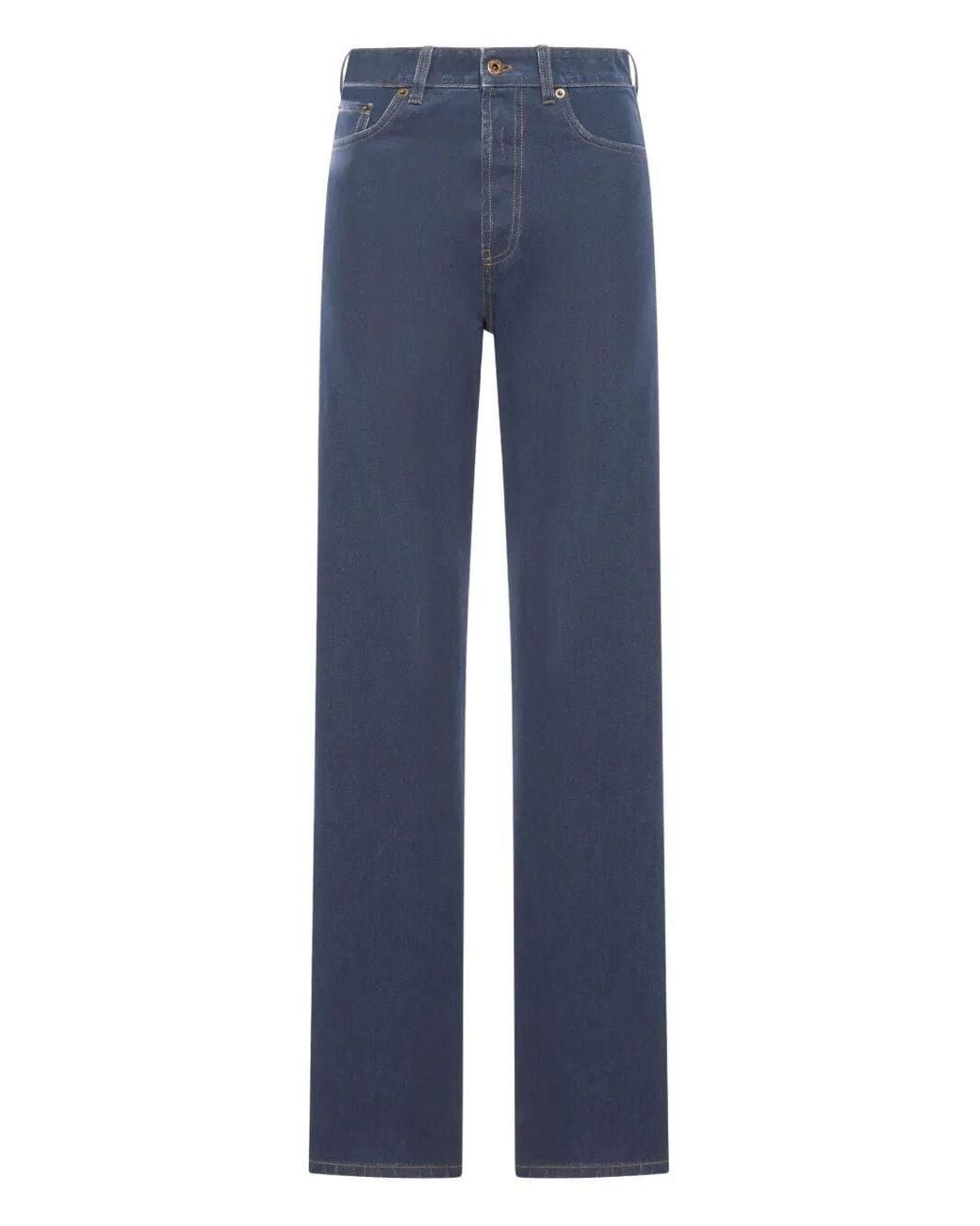 Miu Miu Blue Embroidered-Logo Flock Jeans Clothing