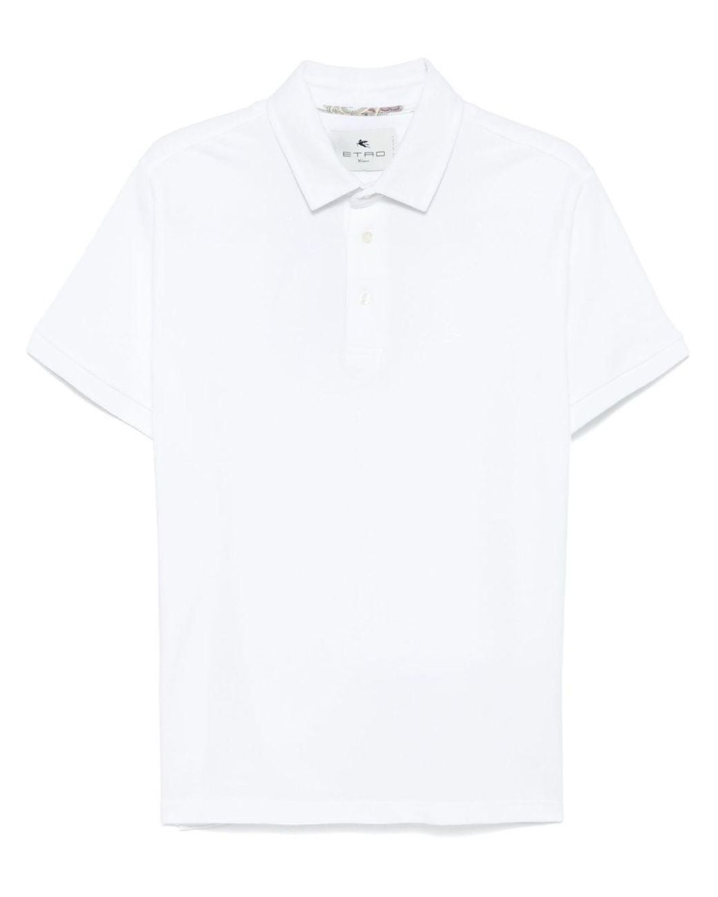Etro White Button Placket Polo for men
