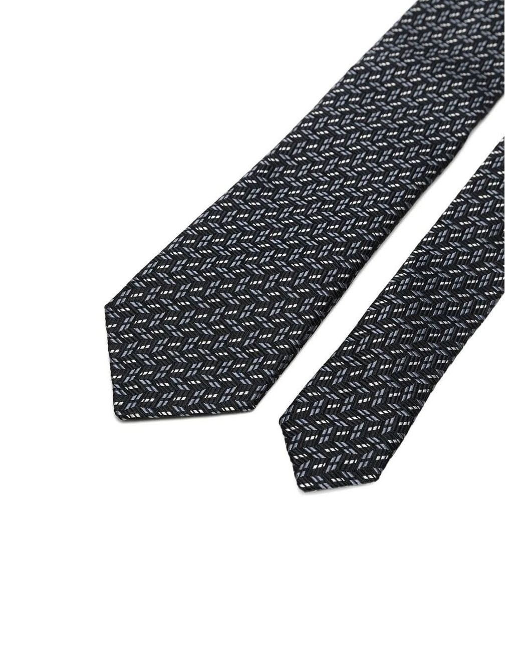 Missoni White Geometric Pattern Silk Tie for men
