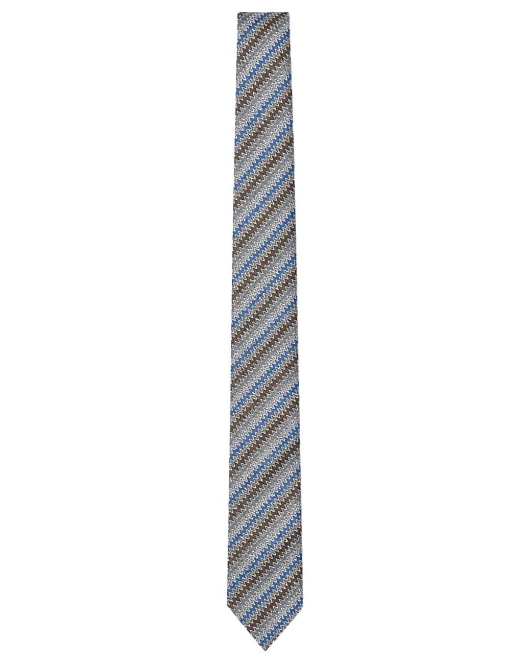 Missoni White Zig-zag Silk Tie for men